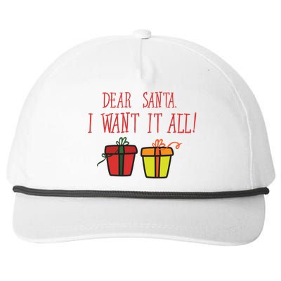 Dear Santa I Want It All Funny Christmas Presents Gift Snapback Five-Panel Rope Hat