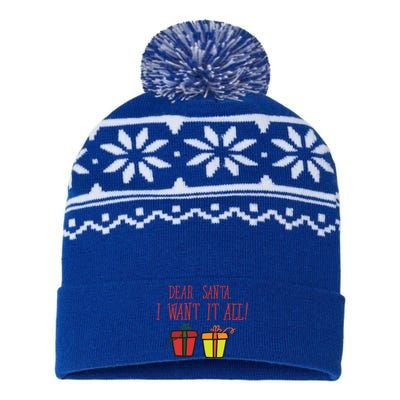 Dear Santa I Want It All Funny Christmas Presents Gift USA-Made Snowflake Beanie