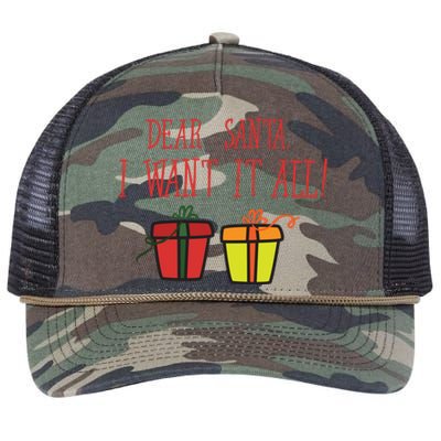 Dear Santa I Want It All Funny Christmas Presents Gift Retro Rope Trucker Hat Cap