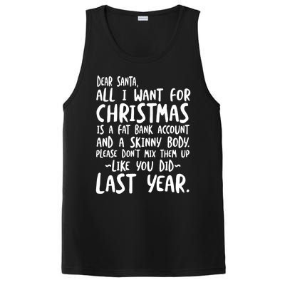 Dear Santa I Want A Fat Bank Account And Skinny Body Funny Gift PosiCharge Competitor Tank