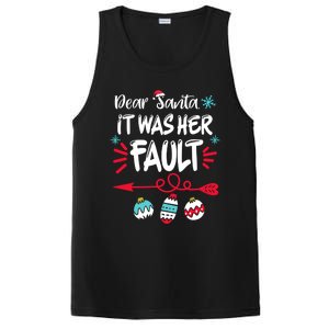 Dear Santa It Was Her Fault Funny Christmas Pajama Couples Gift PosiCharge Competitor Tank