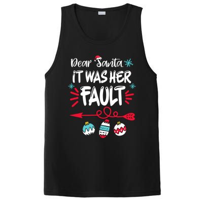 Dear Santa It Was Her Fault Funny Christmas Pajama Couples Gift PosiCharge Competitor Tank