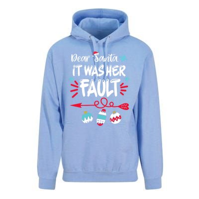 Dear Santa It Was Her Fault Funny Christmas Pajama Couples Gift Unisex Surf Hoodie