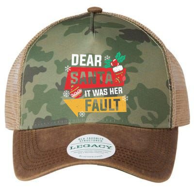 Dear Santa It Was Her Fault Funny Christmas Cool Gift Legacy Tie Dye Trucker Hat