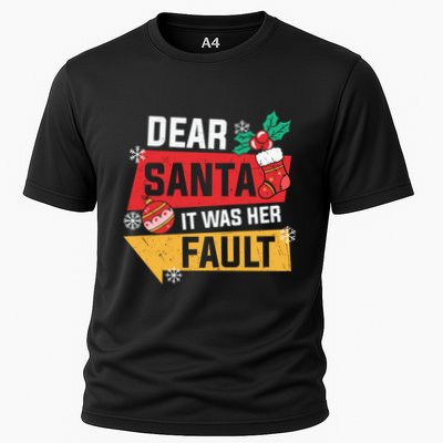 Dear Santa It Was Her Fault Funny Christmas Cool Gift Performance Shirt