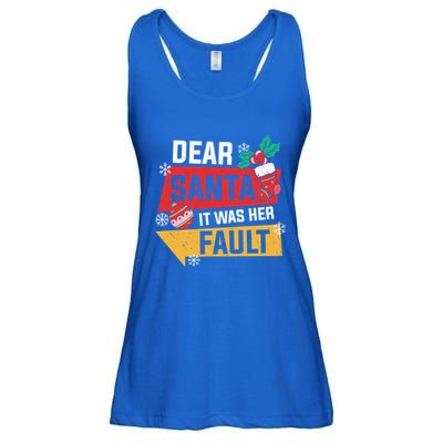 Dear Santa It Was Her Fault Funny Christmas Cool Gift Ladies Essential Flowy Tank