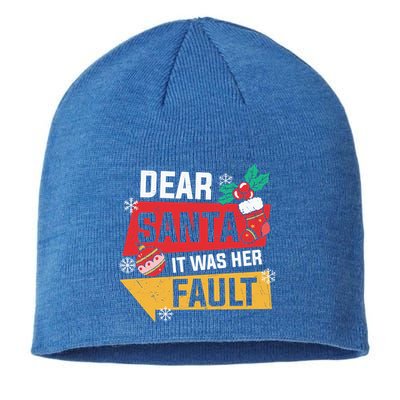 Dear Santa It Was Her Fault Funny Christmas Cool Gift Sustainable Beanie