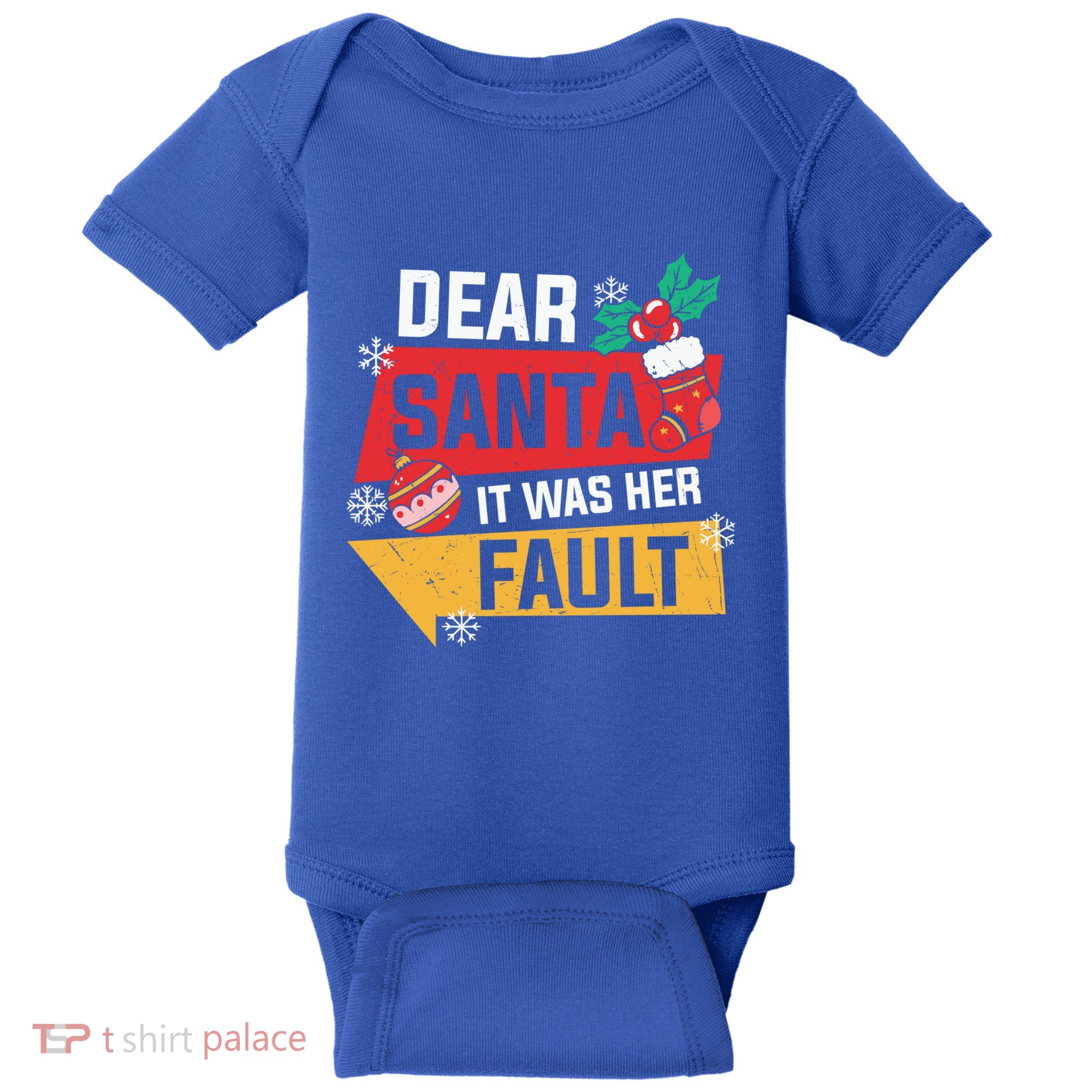 Dear Santa It Was Her Fault Funny Christmas Cool Gift Baby Bodysuit