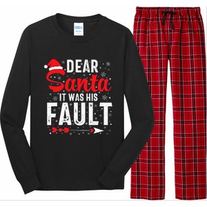 Dear Santa It Was His Fault Funny Christmas Couples  Long Sleeve Pajama Set