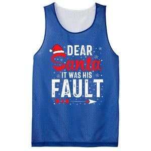 Dear Santa It Was His Fault Funny Christmas Couples  Mesh Reversible Basketball Jersey Tank