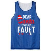 Dear Santa It Was His Fault Funny Christmas Couples  Mesh Reversible Basketball Jersey Tank