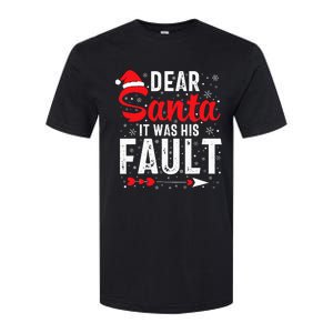 Dear Santa It Was His Fault Funny Christmas Couples  Softstyle CVC T-Shirt