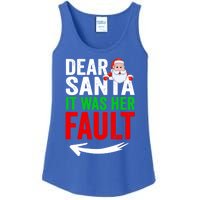 Dear Santa It Was Her Fault Funny Matching Couples Christmas Gift Ladies Essential Tank