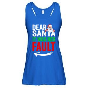 Dear Santa It Was Her Fault Funny Matching Couples Christmas Gift Ladies Essential Flowy Tank