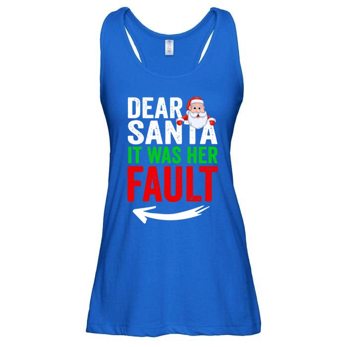 Dear Santa It Was Her Fault Funny Matching Couples Christmas Gift Ladies Essential Flowy Tank