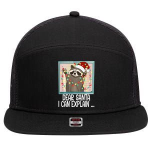 Dear Santa I Can Explain Funny Raccoon Santa Hat Christmas 7 Panel Mesh Trucker Snapback Hat