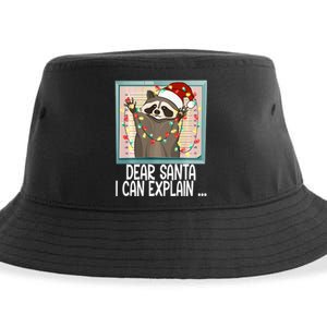 Dear Santa I Can Explain Funny Raccoon Santa Hat Christmas Sustainable Bucket Hat