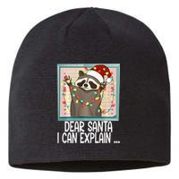 Dear Santa I Can Explain Funny Raccoon Santa Hat Christmas Sustainable Beanie