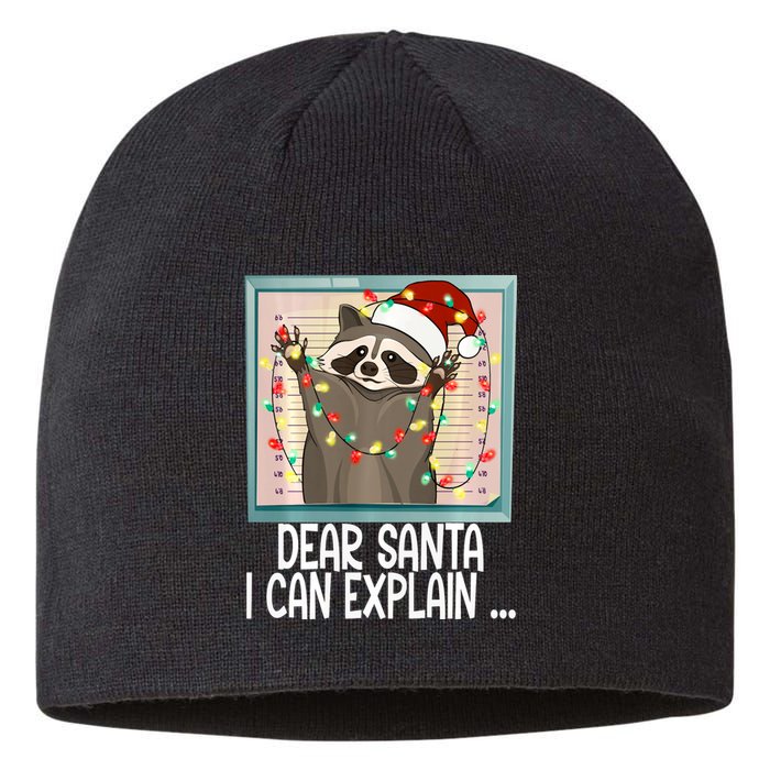 Dear Santa I Can Explain Funny Raccoon Santa Hat Christmas Sustainable Beanie