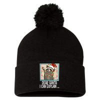 Dear Santa I Can Explain Funny Raccoon Santa Hat Christmas Pom Pom 12in Knit Beanie