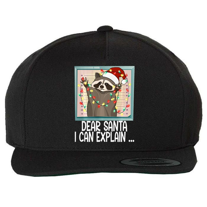 Dear Santa I Can Explain Funny Raccoon Santa Hat Christmas Wool Snapback Cap