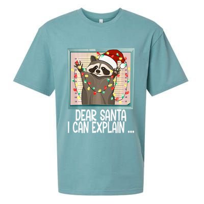 Dear Santa I Can Explain Funny Raccoon Santa Hat Christmas Sueded Cloud Jersey T-Shirt
