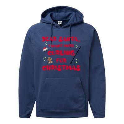 Dear Santa I Want More Curling For Christmas Funny Cool Gift Performance Fleece Hoodie