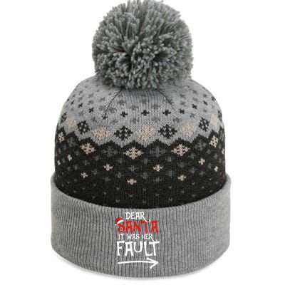 Dear Santa It Was Her Fault Funny Couples Matching Christmas Gift The Baniff Cuffed Pom Beanie