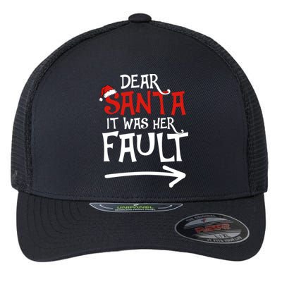 Dear Santa It Was Her Fault Funny Couples Matching Christmas Gift Flexfit Unipanel Trucker Cap