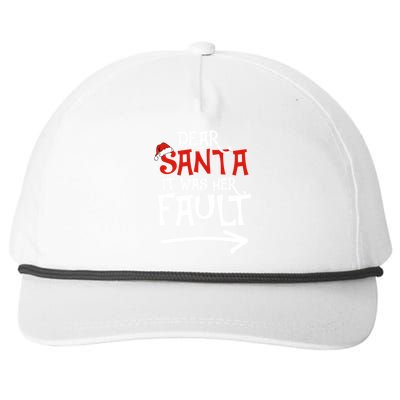 Dear Santa It Was Her Fault Funny Couples Matching Christmas Gift Snapback Five-Panel Rope Hat