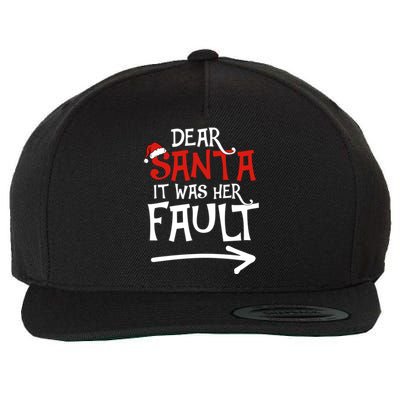 Dear Santa It Was Her Fault Funny Couples Matching Christmas Gift Wool Snapback Cap