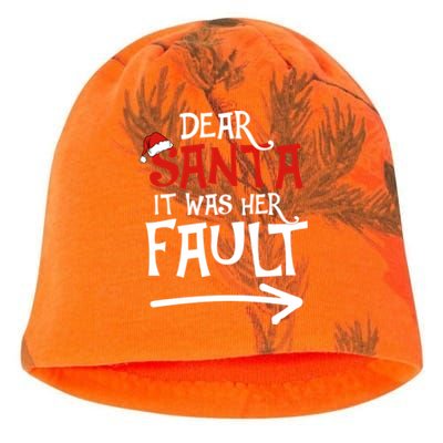 Dear Santa It Was Her Fault Funny Couples Matching Christmas Gift Kati - Camo Knit Beanie