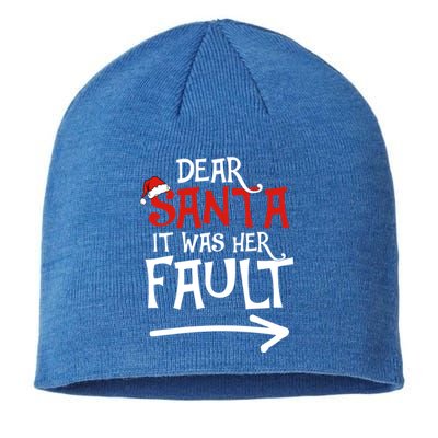 Dear Santa It Was Her Fault Funny Couples Matching Christmas Gift Sustainable Beanie