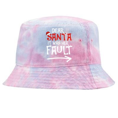 Dear Santa It Was Her Fault Funny Couples Matching Christmas Gift Tie-Dyed Bucket Hat