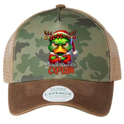 Dear Santa I Can Explain Funny Sarcastic Grumpy Duck Christmas Legacy Tie Dye Trucker Hat