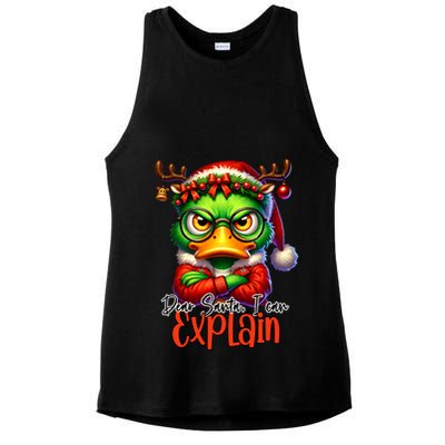 Dear Santa I Can Explain Funny Sarcastic Grumpy Duck Christmas Ladies PosiCharge Tri-Blend Wicking Tank