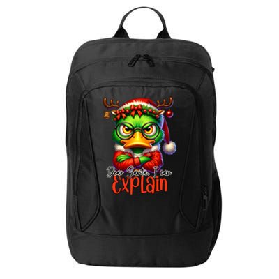 Dear Santa I Can Explain Funny Sarcastic Grumpy Duck Christmas City Backpack