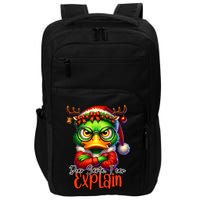 Dear Santa I Can Explain Funny Sarcastic Grumpy Duck Christmas Impact Tech Backpack