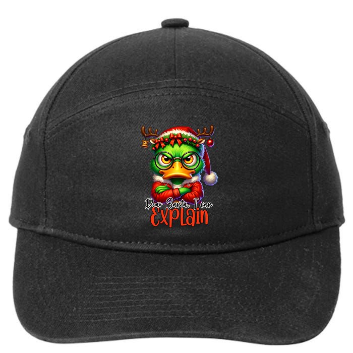 Dear Santa I Can Explain Funny Sarcastic Grumpy Duck Christmas 7-Panel Snapback Hat