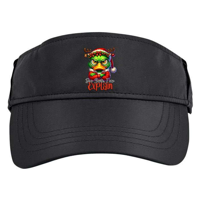 Dear Santa I Can Explain Funny Sarcastic Grumpy Duck Christmas Adult Drive Performance Visor
