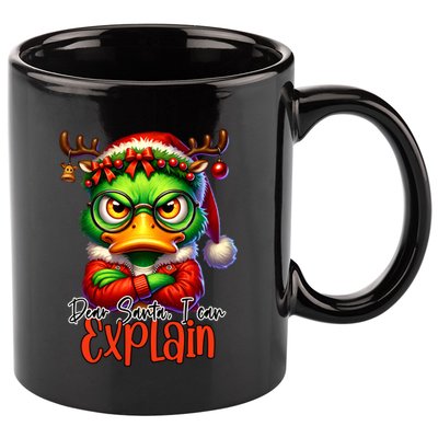 Dear Santa I Can Explain Funny Sarcastic Grumpy Duck Christmas 11oz C Handle Ceramic Mug