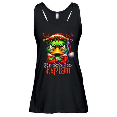 Dear Santa I Can Explain Funny Sarcastic Grumpy Duck Christmas Ladies Essential Flowy Tank