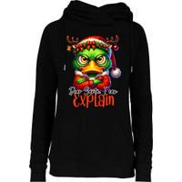 Dear Santa I Can Explain Funny Sarcastic Grumpy Duck Christmas Womens Funnel Neck Pullover Hood