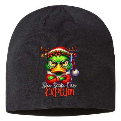 Dear Santa I Can Explain Funny Sarcastic Grumpy Duck Christmas Sustainable Beanie