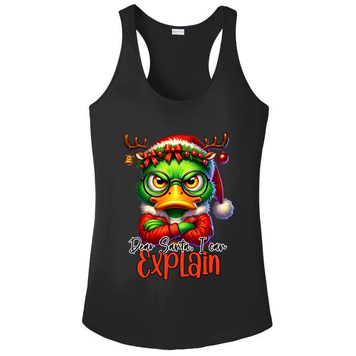 Dear Santa I Can Explain Funny Sarcastic Grumpy Duck Christmas Ladies PosiCharge Competitor Racerback Tank