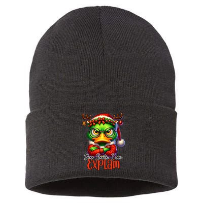 Dear Santa I Can Explain Funny Sarcastic Grumpy Duck Christmas Sustainable Knit Beanie