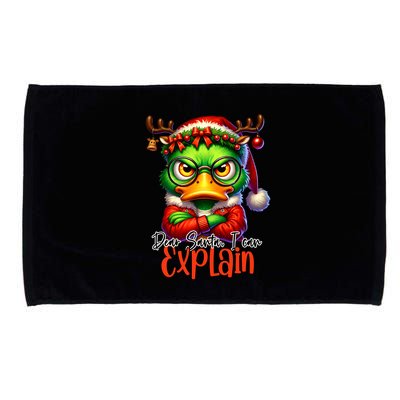 Dear Santa I Can Explain Funny Sarcastic Grumpy Duck Christmas Microfiber Hand Towel