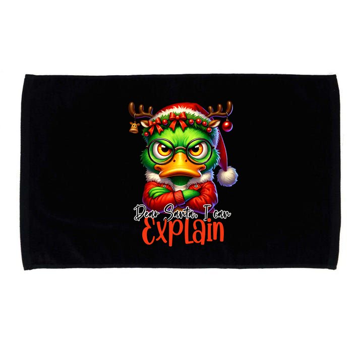 Dear Santa I Can Explain Funny Sarcastic Grumpy Duck Christmas Microfiber Hand Towel