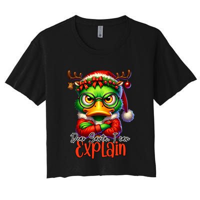 Dear Santa I Can Explain Funny Sarcastic Grumpy Duck Christmas Crop Top
