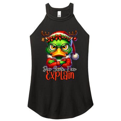 Dear Santa I Can Explain Funny Sarcastic Grumpy Duck Christmas Women's Perfect Tri Rocker Tank